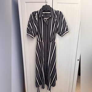 Ann Taylor Navy and White Midi Dress